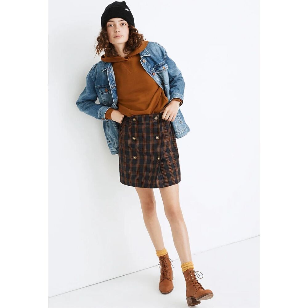 Madewell Plaid Double Breasted Mini Skirt | Small